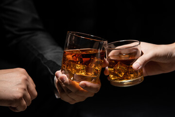 Celebrate whiskey on a friendly party in  restaurant