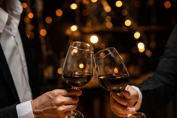 Celebrate whiskey on a friendly party in  restaurant