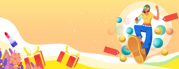 Cartoon hand painting activity Promotion shopping coupon Poster illustration