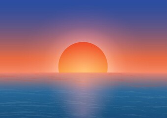 Fototapeta na wymiar sunset over the sea background vector illustration