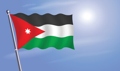 Jordan flag against a blue sky