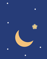 Naklejka na ściany i meble Night sky background with stars and moon too.