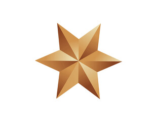 Bronze star christmas decoration isolated on transparent background