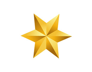 Golden star christmas decoration isolated on transparent background