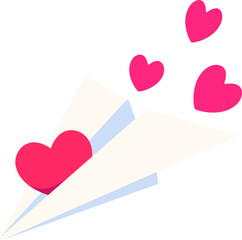 Paper plane heart Icon Elements Flat Style