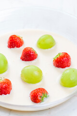 summer soup with strawberries and grapes