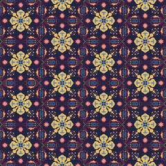 New Year Floral Seamless Pattern Background Garden Nature Damask Aboriginal Ornament Art