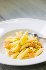 pasta penne with salmon and lemon sauce