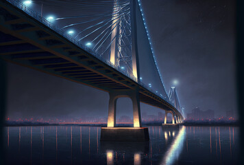 A view of the Waibaidu Bridge at night. Generative AI