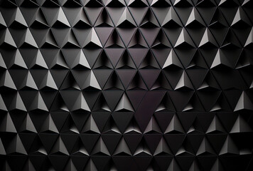 Background is amorphous. a triangular grid. black triangles with rounded edges from a different angle. Generative AI