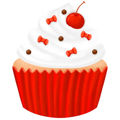 cupcake decoration wip cream and sugar sprinkle topping. png clip art illustration.  transparent background.