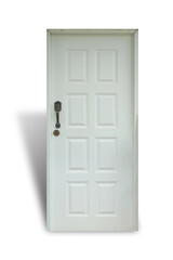 White wooden door isolated on white background. This has clipping path.  