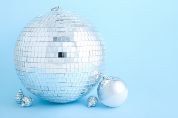 Disco balls on blue background