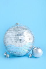 Disco balls on blue background