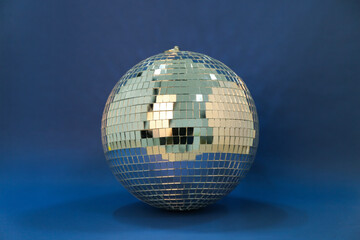 Disco ball on blue background