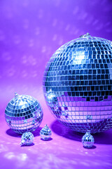 Disco balls on purple background