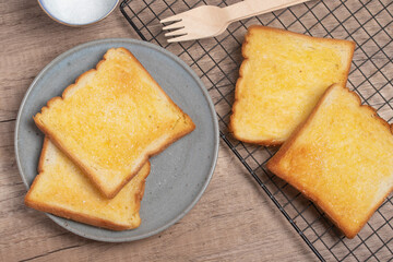 Crispy Toasted Bread with Butter and Sugar
