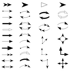 Collection of arrows, direction indicators, movement, for the web