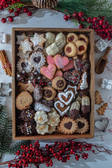 Typical sweet german christmas cookies on a festive table