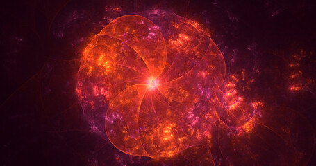 3D rendering abstract multicolor fractal light background