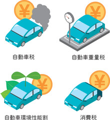自動車の税金に関するイラストセット