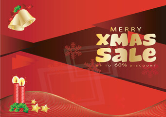 Naklejka premium Christmas sale vector banner. Merry christmas with limited time offer up to Sale off promo discount