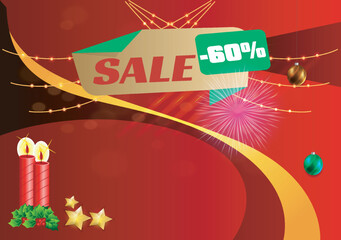 Christmas sale vector banner. Merry christmas with limited time offer up to Sale off promo discount