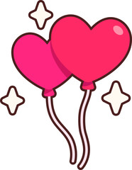 Heart Balloon Two Icon Elements Flat sticker black Style