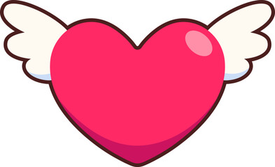 Heart Wing Icon Elements Flat sticker black Style