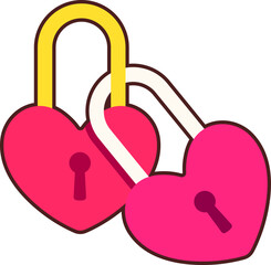 Two Locker Heart Icon Elements Flat sticker black Style