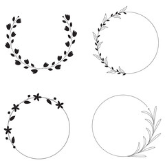 Set of round frames in vector. Elements for decoration.