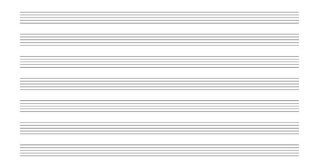 Music blank note stave. Blank classical music paper sheet for school. Note book line grid for melody and songs. Vector illustration isolated on white background.