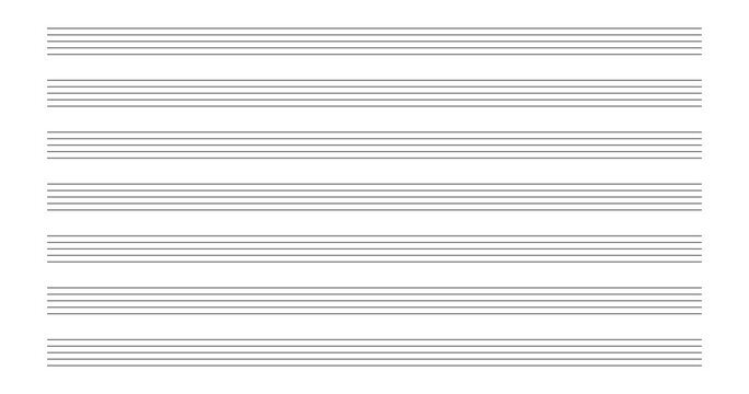 Music blank note stave. Blank classical music paper sheet for school. Note book line grid for melody and songs. Vector illustration isolated on white background.