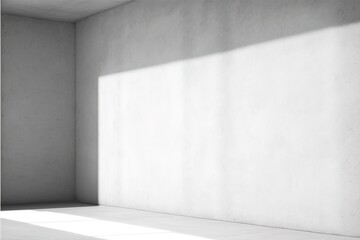 Empty architecture  corner of room, generative ai design with shadow and natural light rays from a window on the wall and floor