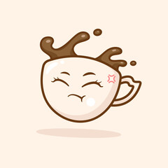 Cute adorable cartoon happy coffee cup illustration for sticker icon mascot and logo emoticon