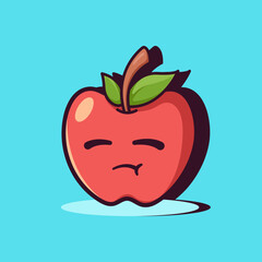 Cute adorable cartoon fresh red apple fruit illustration for sticker icon mascot and logo emoticon