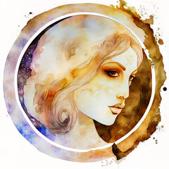 Virgo Zodiac icon, in gentle pastel colors, on a white background. Perfect for horoscope and astrological divination.