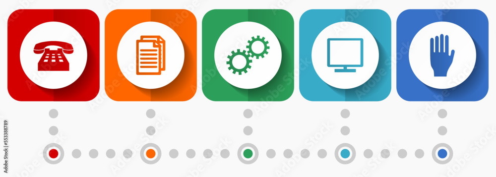 Poster technology vector icons, flat design web buttons collection, business concept infographic template