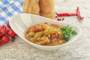 Caucasian Mangal salad with baked vegetables