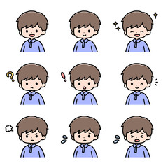 男の子の表情アイコンセット