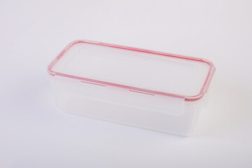 Plastic food container isolated on white background.