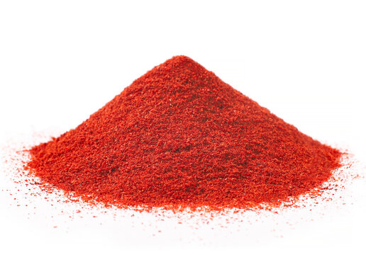 Dry red paprika on a white background, seasoning