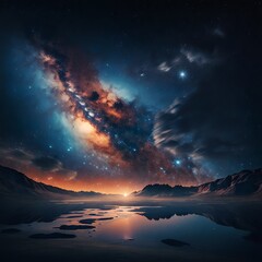 Fototapeta premium Space galaxy background with planets and stars