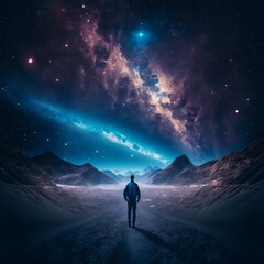 Space galaxy background with planets and stars