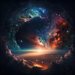 Fototapeta premium Space galaxy background with planets and stars