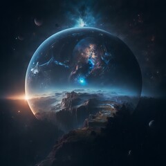 Space galaxy background with planets and stars