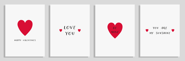 Valentine's day greeting cards set. 