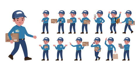 Delivery staff with different poses