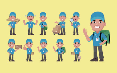 Delivery staff with different poses