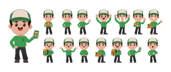 Delivery staff with different poses